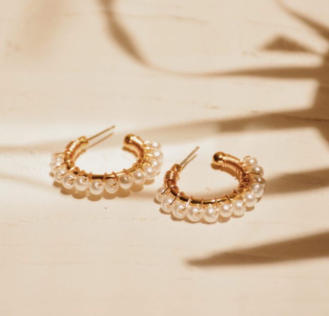 pearl hoops earrings