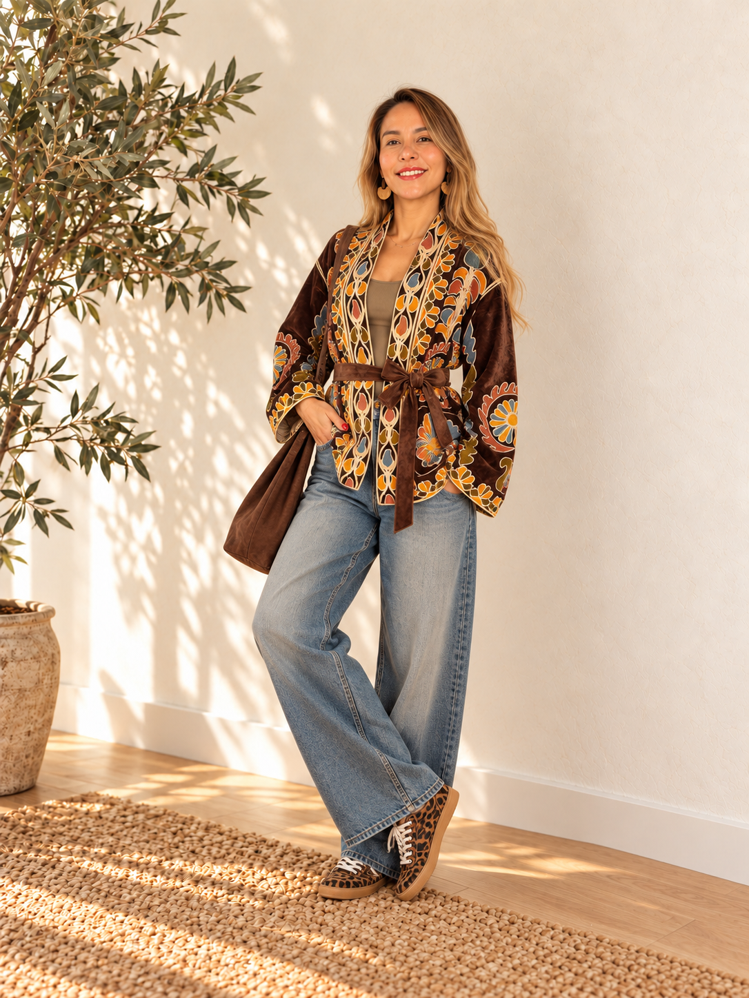 Blue Garden Velvet Embroidered Jacket