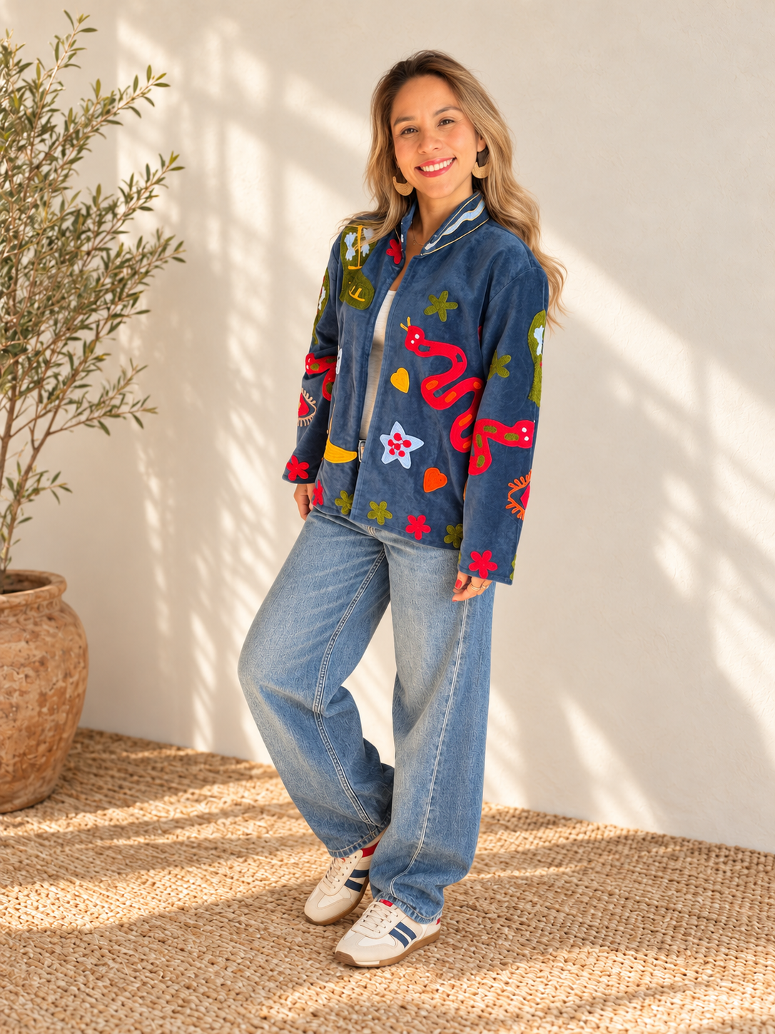 Blue Story Hand-Embroidered Velvet Jacket