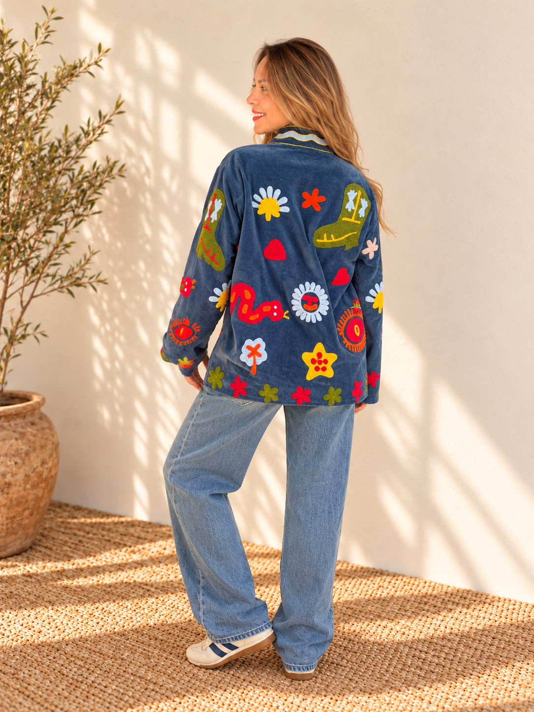 Blue Story Hand-Embroidered Velvet Jacket