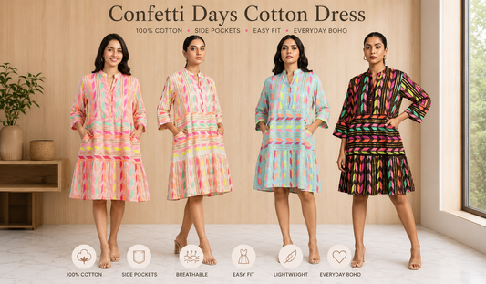 Candy Stripe Cotton Dress - Pocket