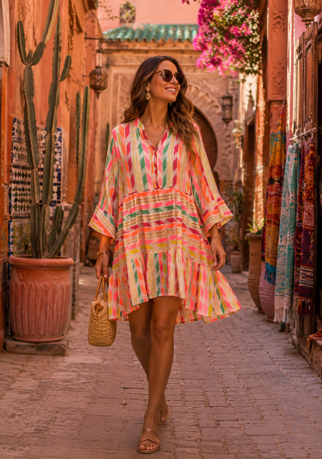 Candy Stripe Cotton Dress - Pocket