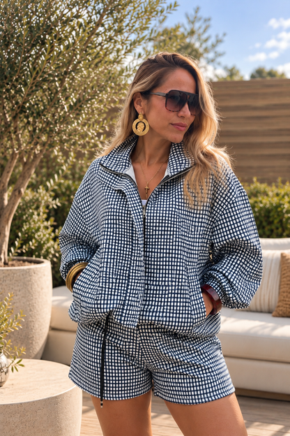 The Navy Check Short Set
